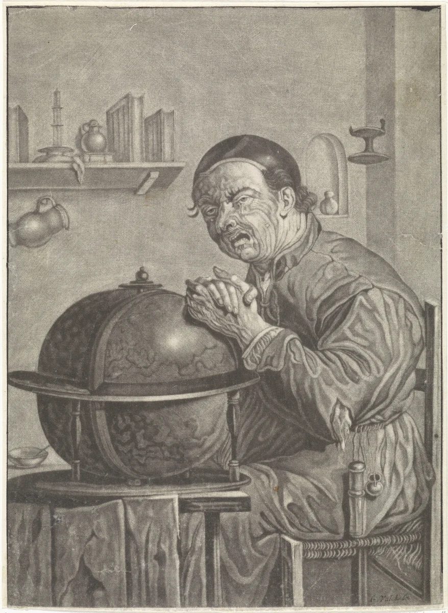 Heraclitus huilt by anonymous, print, 1661-1726