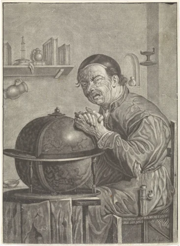 Heraclitus huilt by anonymous, print, 1661-1726