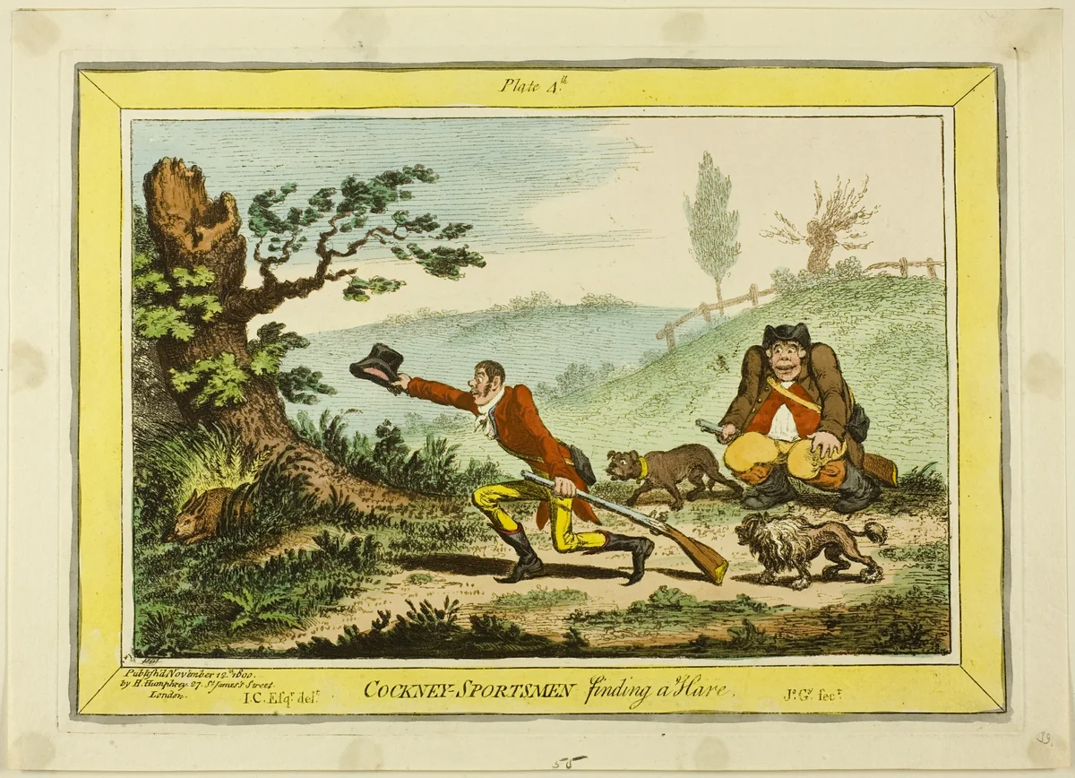 Cockney Sportsmen Finding a Hare by James Gillray, print, 1800