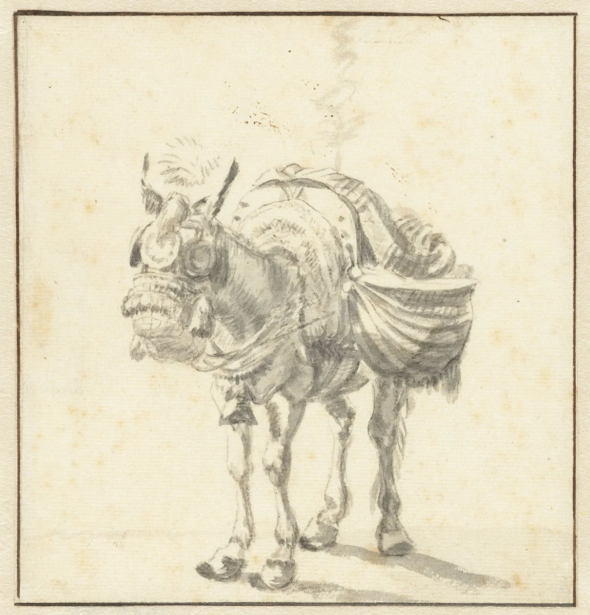 Staande ezel by Karel du Jardin, drawing, 1632-1653