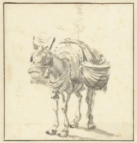 Staande ezel by Karel du Jardin, drawing, 1632-1653