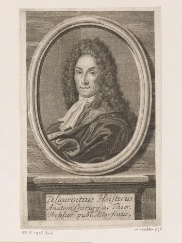 Portret van Lorenz Heister by Martin Bernigeroth, print, 1720