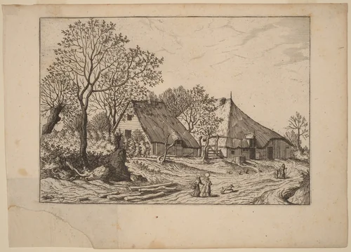 Farm with Shed and Draw Well by Johannes van Doetechum; Lucas van Doetechum; Master of the Small Landscapes, print, 1676