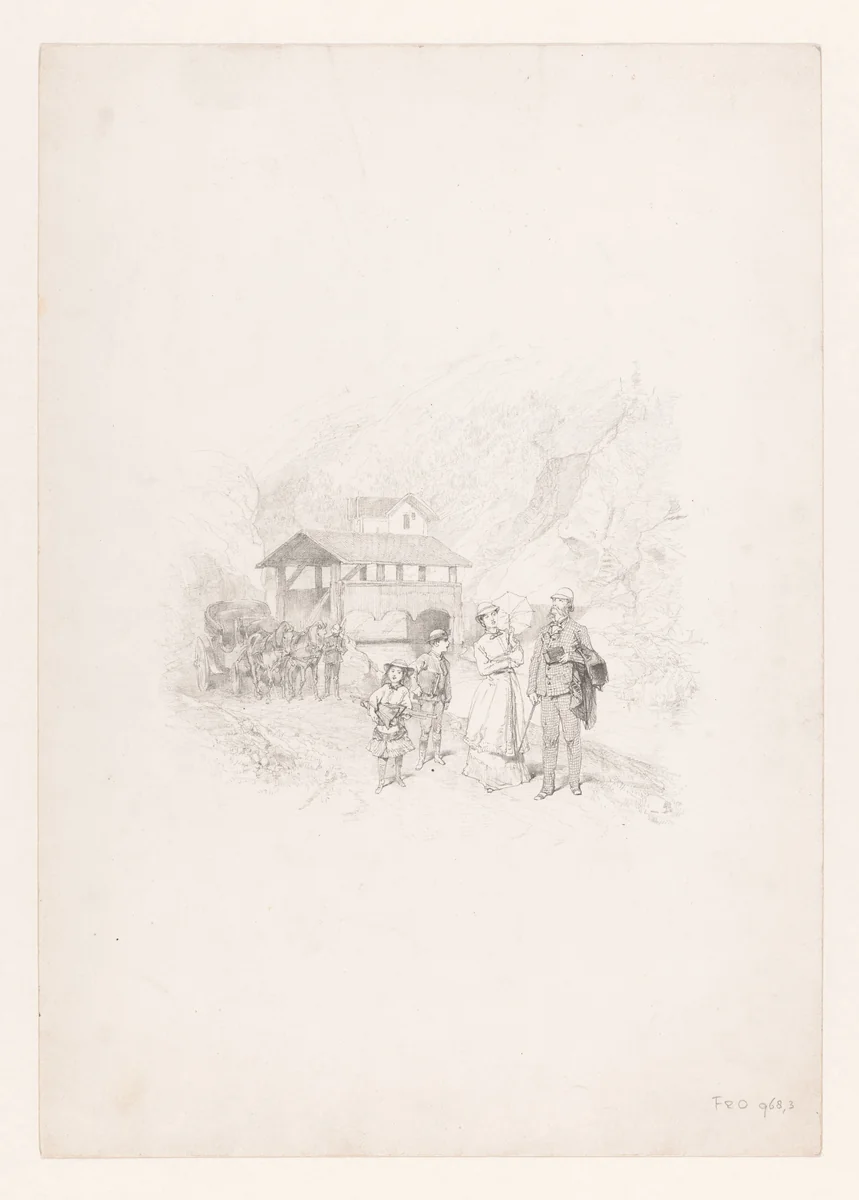 Engels reisgezelschap in Zwitserland by Charles Rochussen, print, 1882