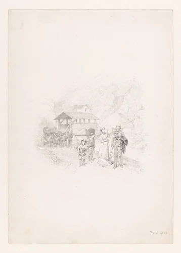 Engels reisgezelschap in Zwitserland by Charles Rochussen, print, 1882
