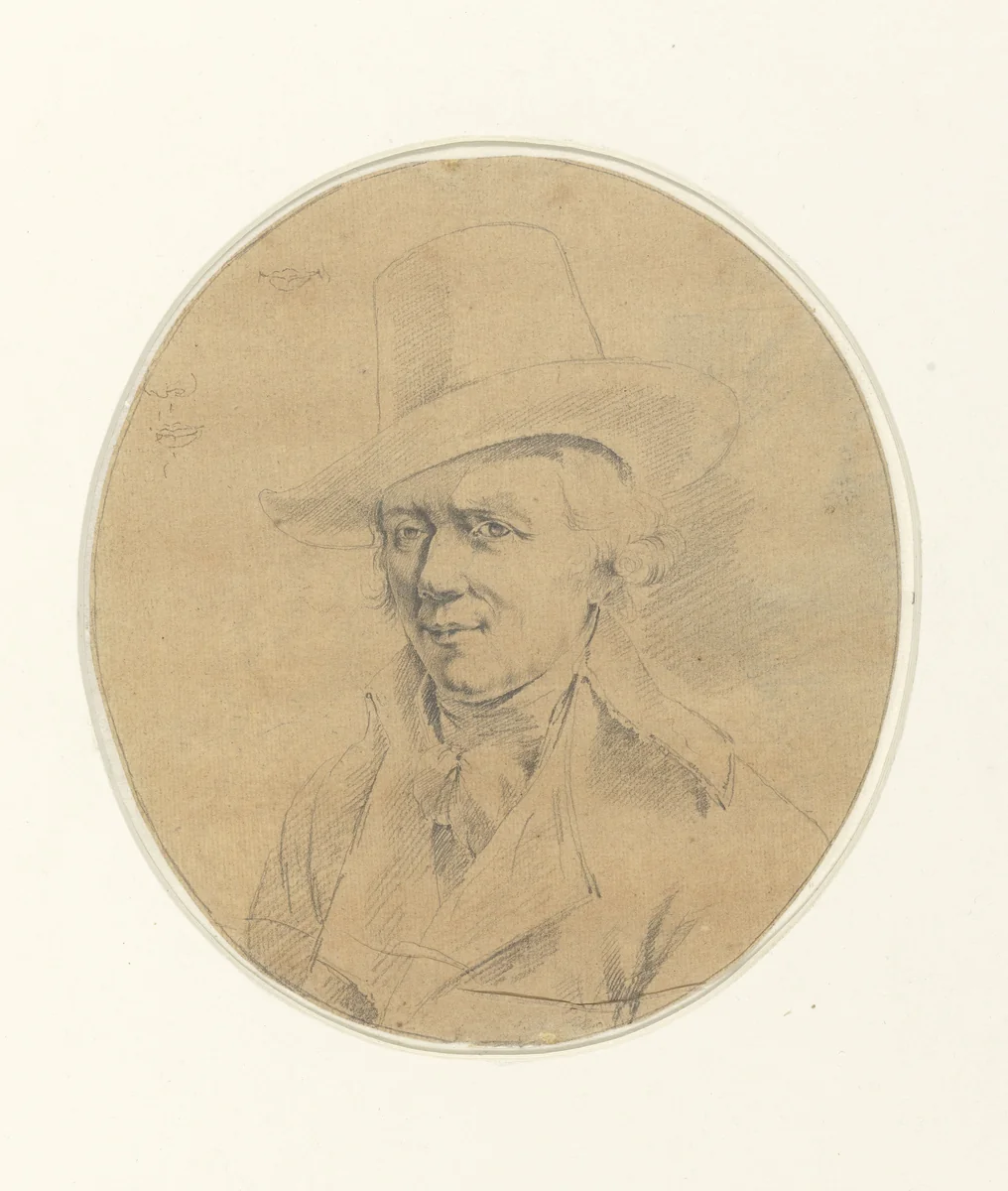 Zelfportret in ovaal by Jean Jacques de Boissieu, drawing, 1746-1810