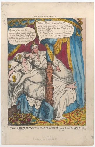The Arch Duchess Maria Louisa Going to Take Her Nap by Thomas Rowlandson, print, 1810