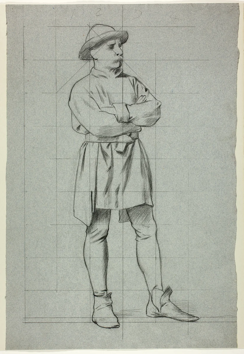 Man Standing with Folded Arms by Henry Stacy Marks, drawing, 1849-1898