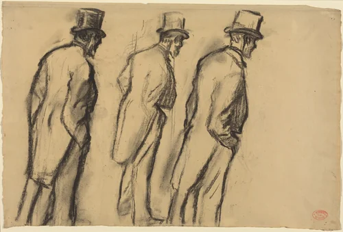 Three Studies of Ludovic Halévy Standing by Edgar Degas, drawing, 1880