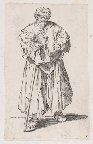 Reverse Copy of Le Mendiant Obèse aux Yeux Baissés (The Obese Beggar with Lowered Eyes), from Les Gueux suite appelée aussi Les Mendiants, Les Baroni, ou Les Barons (The Beggars, also called the Barons) by anonymous, print, 1625-1700