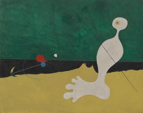 Person Throwing a Stone at a Bird by Joan Miró, painting, 1926