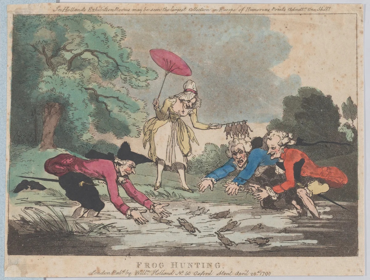 Frog Hunting by Thomas Rowlandson, print, 1790