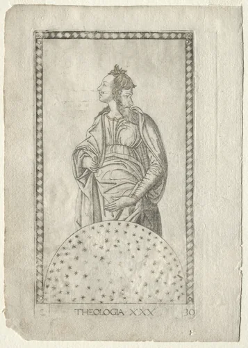 Theology (from the Tarocchi, series C: Liberal Arts, #30) by Master of the E-Series Tarocchi, print, 1457-1467