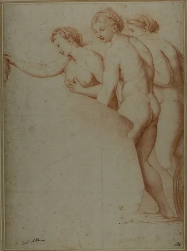 Three Nude Women by Raffaello Sanzio, drawing, 1600-1699