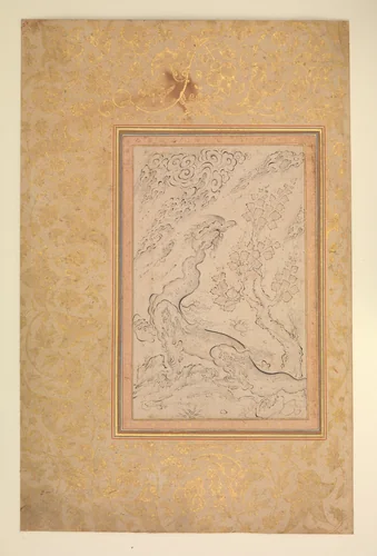Dragon and Clouds by Sadiqi Beg, manuscript, 1575-1625