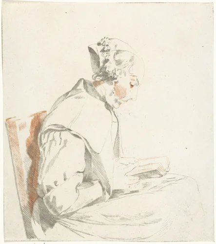 Lezende vrouw by Cornelis Ploos van Amstel, print, 1736-1798