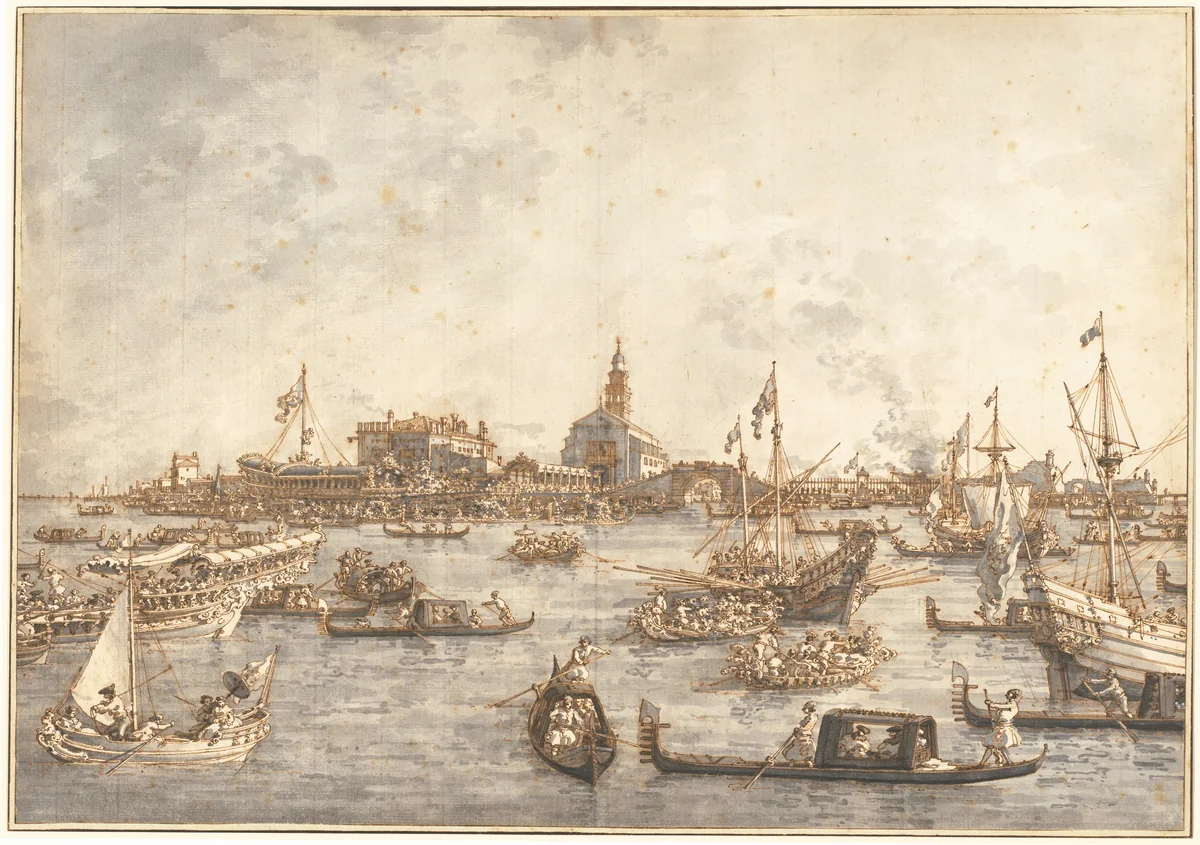 Ascension Day Festival at Venice by Canaletto, drawing, 1765-1766