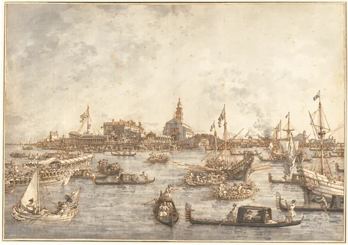 Ascension Day Festival at Venice by Canaletto, drawing, 1765-1766