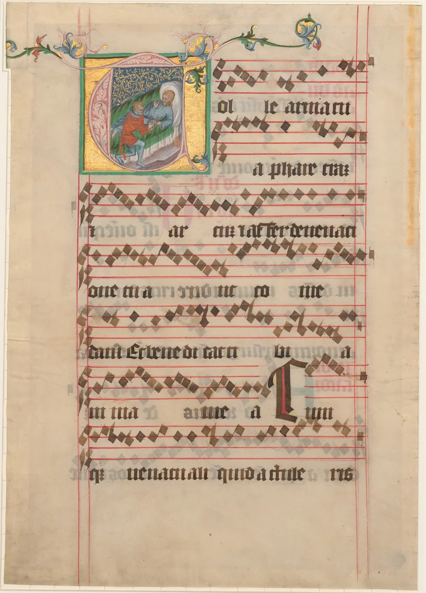 Isaac Blessing Jacob by Anonymous Artist; Master of the Golden Bull, drawing, 1400-1405