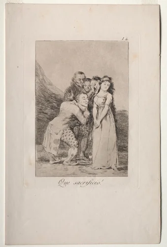 What a Sacrifice!, Plate 14 by Francisco de Goya, print, 1799