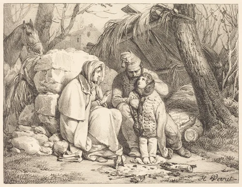 Soldier's Family Encamped by Horace Vernet, print, 1818