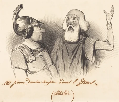 Oui je viens, dans son temple... by Honoré Daumier, print, 1841