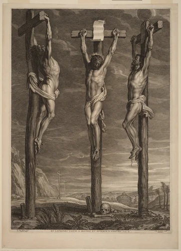 Christ Crucified between Two Thieves by Schelte Adams Bolswert, print, 1640-1659