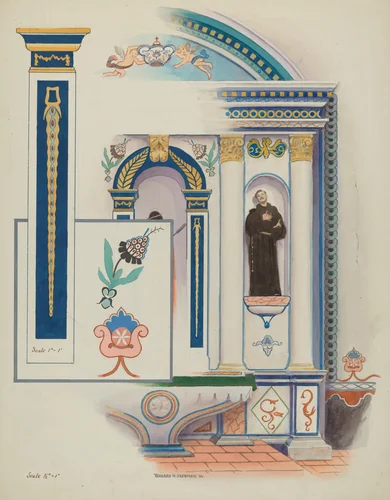 Side Altar, San Luis Rey Mission by Howard H. Sherman, index of american design, 1936