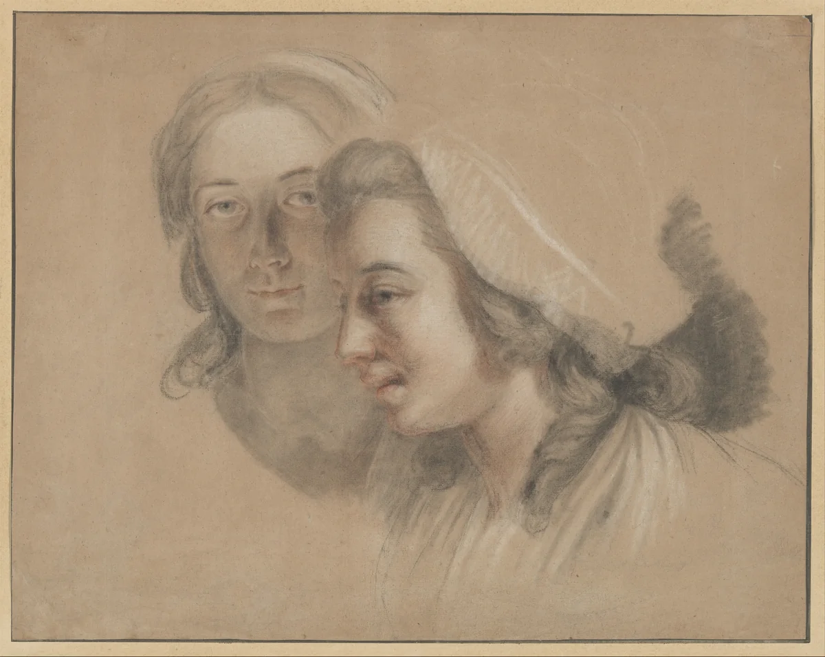 Marie Gabrielle Capet and Marie Marguerite Carreaux de Rosemond by Adélaïde Labille-Guiard, drawing, 1780-1790