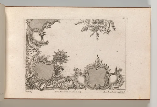 Design for a Ceiling Decoration, Plate 4 from 'Unterschiedliche neu inventierte Deken oder Plafond' by Jeremias Wachsmuth, book, 1750-1756