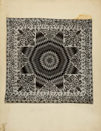 Patchwork and Applique Quilt by American 20th Century, index of american design, 1940