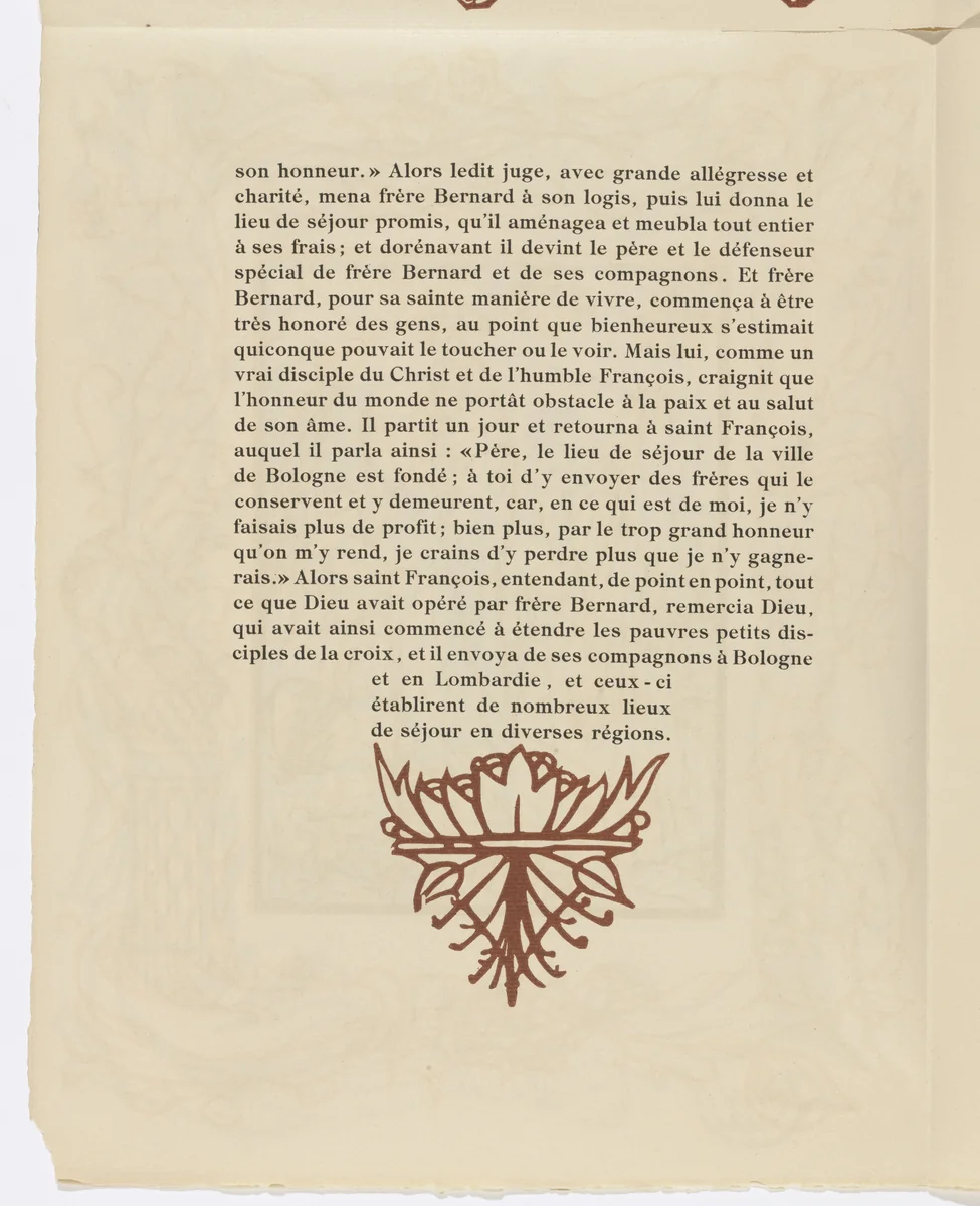 Tailpiece (page 42) from Les Petites Fleurs de St. François (The Little Flowers of St. Francis) by Émile Bernard, illustrated book, 1928