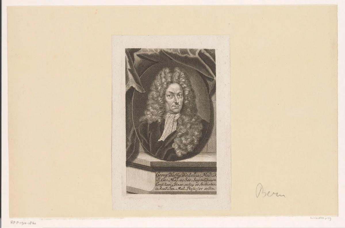 Portret van Georg Wolfgang Wedel by Martin Bernigeroth, print, 1718