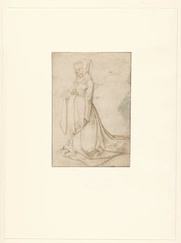 Vrouwelijke stichter by anonymous, drawing, 1500-1524