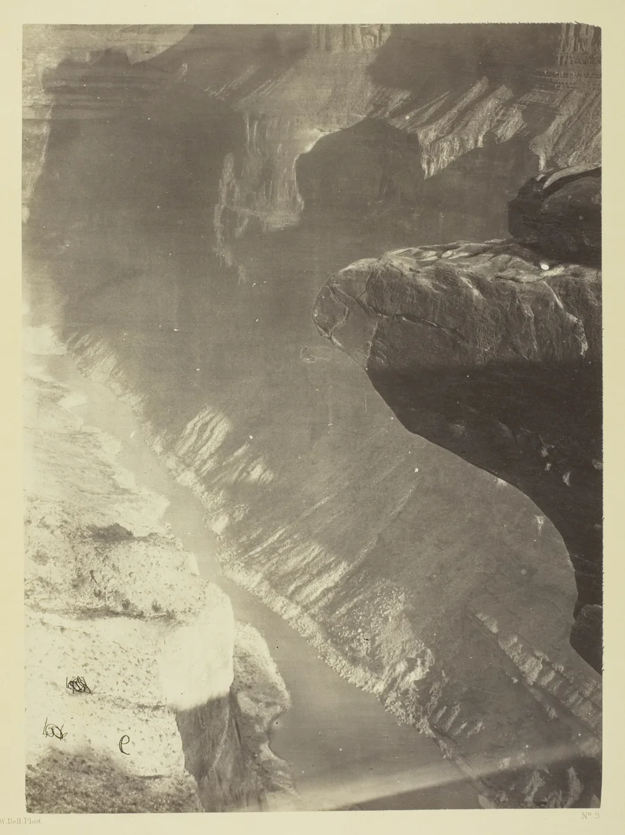 Looking South into the Grand Cañon, Colorado River, Sheavwitz Crossing by William H. Bell, photograph, 1872