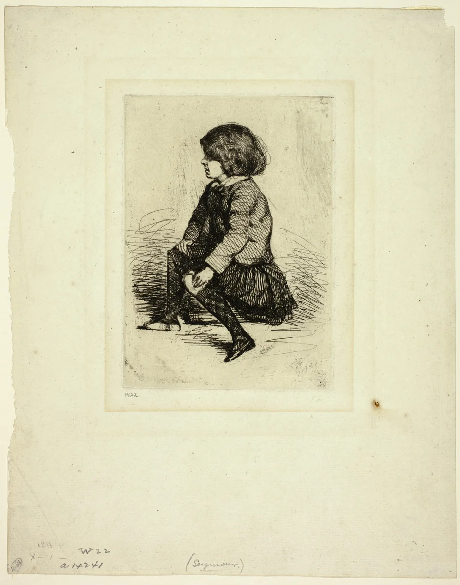 Seymour Haden, Jr, Seated by James McNeill Whistler, print, 1857-1858
