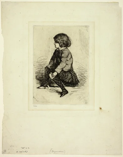 Seymour Haden, Jr, Seated by James McNeill Whistler, print, 1857-1858