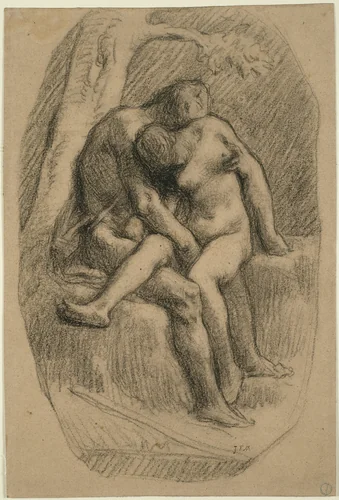 The Lovers by Jean-François Millet, drawing, 1846-1850