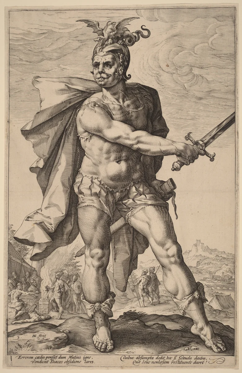 Mucius Scaevola by Hendrick Goltzius, print, 1586