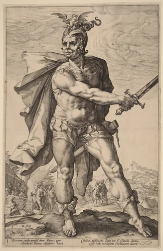Mucius Scaevola by Hendrick Goltzius, print, 1586