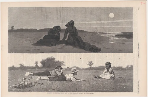 Flirting on the Sea-Shore and on the Meadow (from "Harper's Weekly," Vol. XVIII) by Winslow Homer, print, 1874