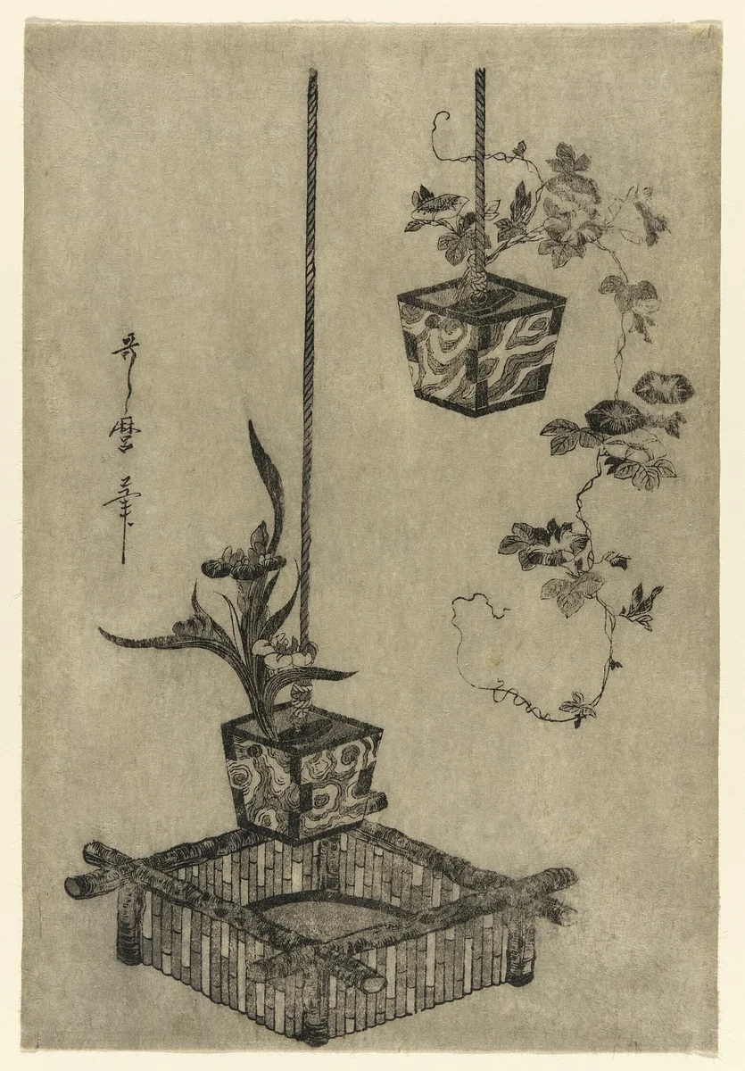 Arrangements of Irises and Morning Glories by Kitagawa Utamaro (喜多川歌麿), print, 1780-1790