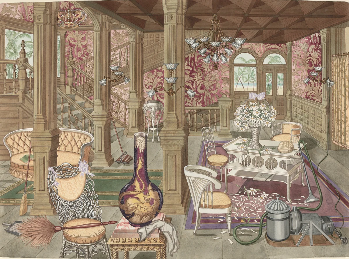 Left Stairway and Hall, Hotel Del Coronado, 1888 by Perkins Harnly, index of american design, 1935-1942