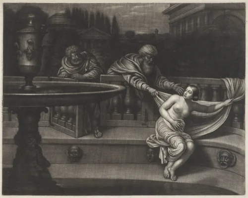 Suzanna en de ouderlingen by Wallerant Vaillant, print, 1658-1677