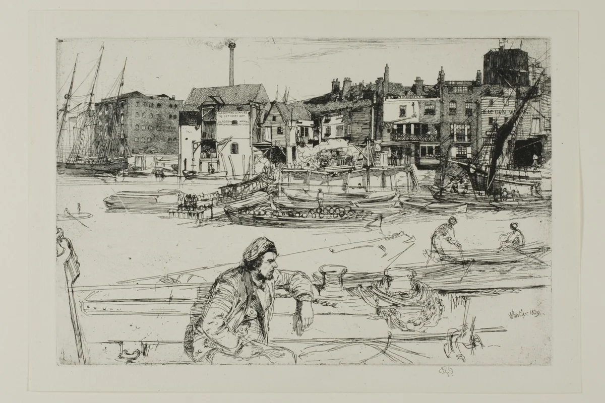 Black Lion Wharf by James McNeill Whistler, print, 1859