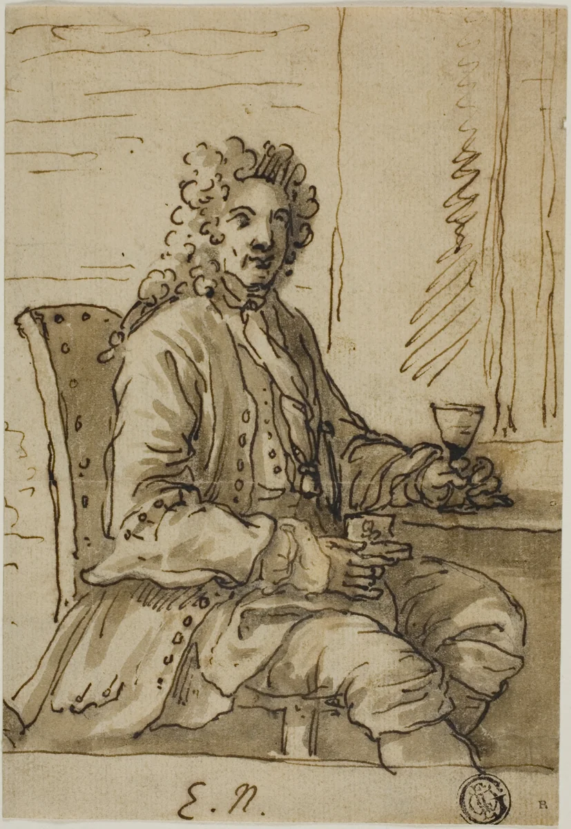 Edmond Nicholas by James Thornhill, drawing, 1695-1734