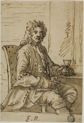 Edmond Nicholas by James Thornhill, drawing, 1695-1734