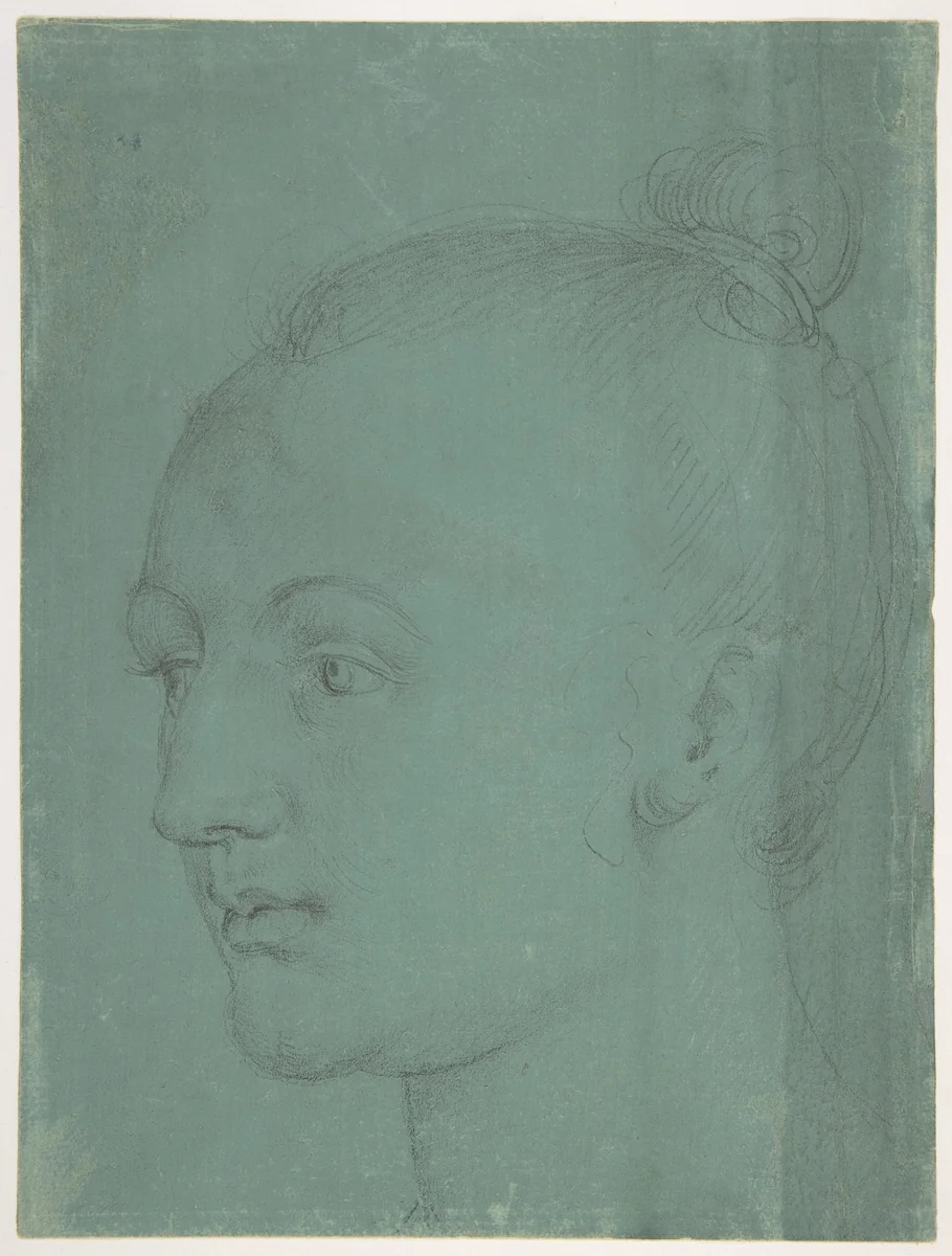 Head of a Young Woman by Albrecht Dürer, drawing, 1522