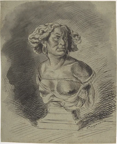 Study related to "Why Born Enslaved!" by Jean Baptiste Carpeaux, drawing, 1868-1875