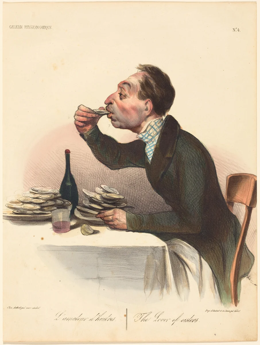 L'amateur d'huitres by Honoré Daumier, print, 1836